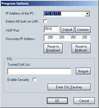 Nextiva S1900e Series User Guide 3. In the General tab, click Program Options. The Program Options window appears. 4. Check Detect All Units on LAN. 5.