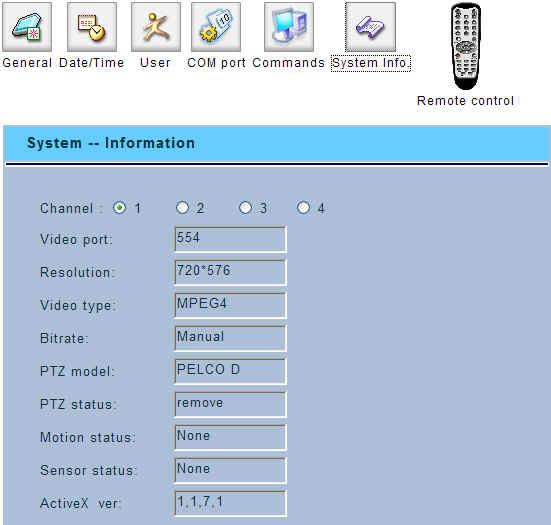 System Information - Channel ID: Select the channel number to display the information of each channel.