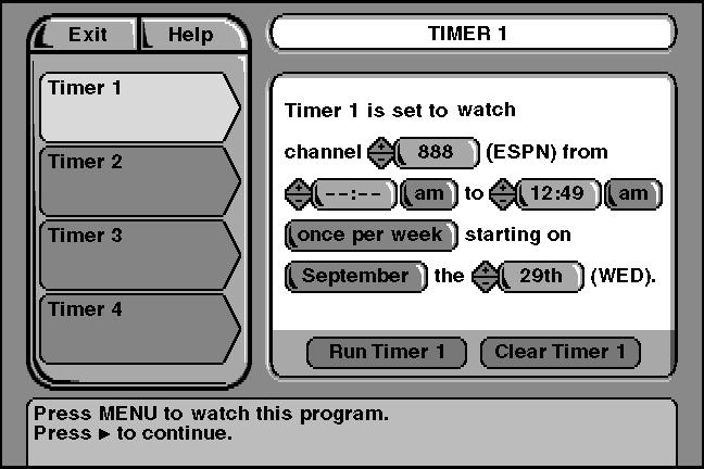 MORE FEATURES Timer Feature The Timer feature allows you to preset your system to automatically tune to a particular channel at a predetermined time.