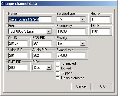 Info: Here you get the number of TV and radio channels, transponders and satellites that are in your settings. With Show you can change the viewing mode of SetEditFDU-HD.
