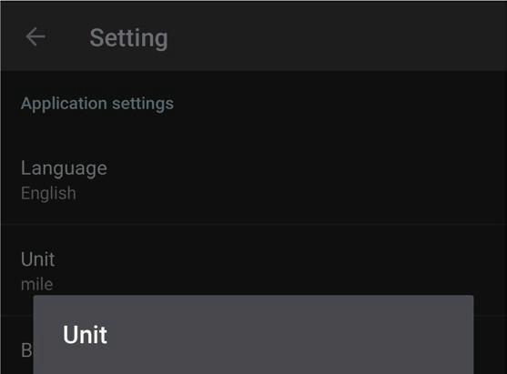 Configuring Settings Settings Units Settings Units Display units can be changed. 1. Tap "Unit" on the Setting Menu screen.