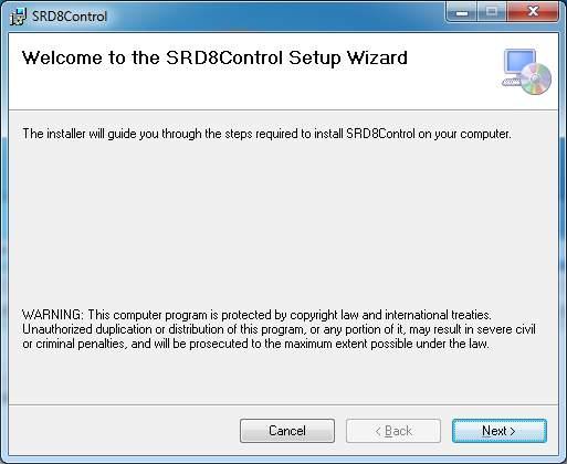 2. SOFTWARE SETUP 2.1. SR-D8 PC Software Program Installation Before you start the installation, be sure to exit all software programs. Follow the procedures below to install. Step 1.