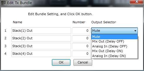 2. Edit Tx Bundle The Edit Tx Bundle dialog appears if this button is clicked, enabling you to edit the Transmit bundle. The setting contents are displayed in Stack Transmit bundle list (4).