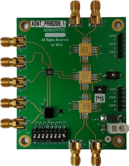 ASNT_PRBS20B_1 18Gbps PRBS7/15 Generator Featuring Jitter Insertion, Selectable Sync, and Output Amplitude Control Broadband frequency range from 20Mbps 18.