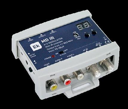 ANALOG MD IR DBS Modulator Easy channel selection by display RCA output loop Integrated infrared transmitter Full band Multistandard High output level RF output loop Switchable ON/OFF Output voltage