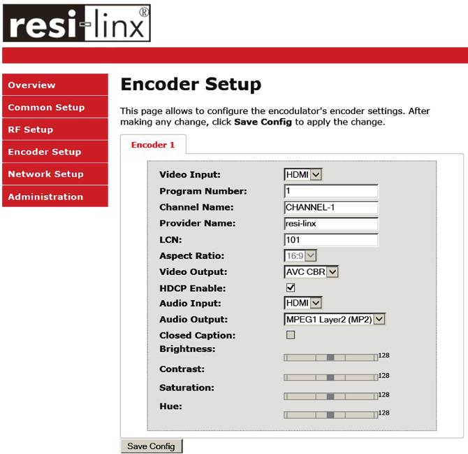 STEP 7: Encoder Setup This Page allows you to