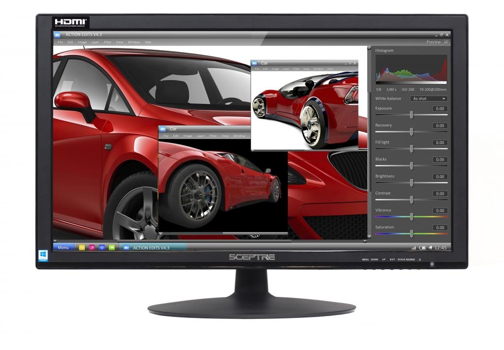 E248W-19203S Overview The Sceptre E248W-19203S monitor provides stellar colors and sharp images on a 24 inch screen. Enjoy HDMI and VGA inputs to connect all video and gaming devices.