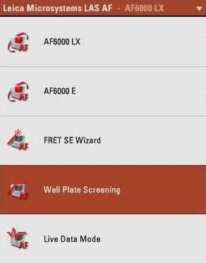 Activating Well Plate Screening in the LAS AF pull down menu: Step 1: Define Pattern The type of well plate can be selected in the pattern settings.