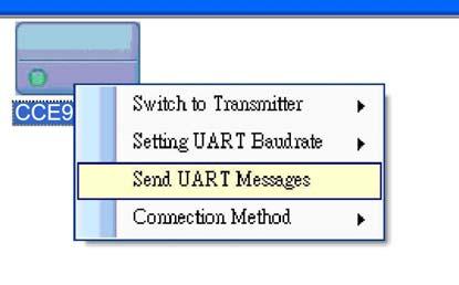 5.7 Send Messages to the CCE900-IP-R RS-232 port Select Receiver(s), right-click to get the context menu.