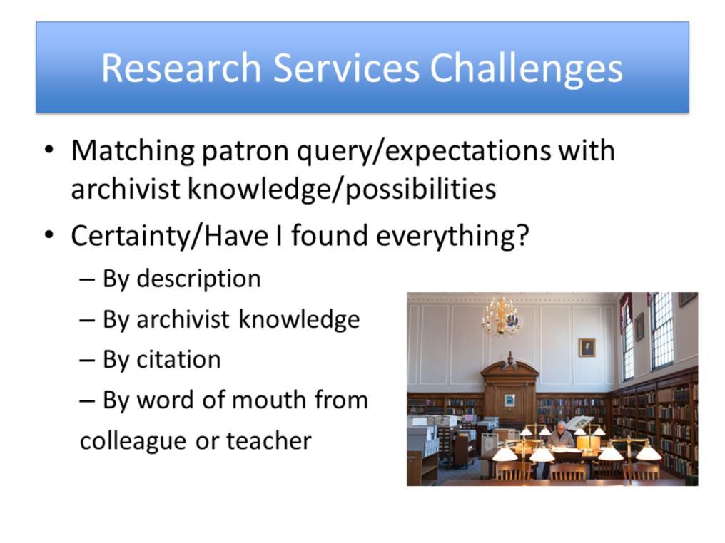 Research services functions are personal: