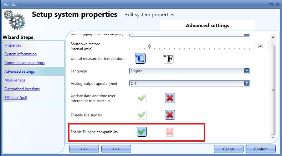 The Setup system properties window will appear as shown in the picture below: all the settings configured here will be available in all the new projects, without the need to repeat this operation