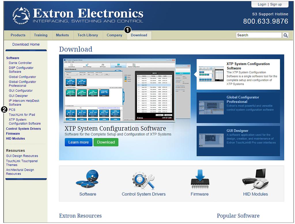 PCS Configuration Program The Extron PCS control program is a Windows-based program for the DSC that provides a convenient way to configure the input and output, audio, and image settings.