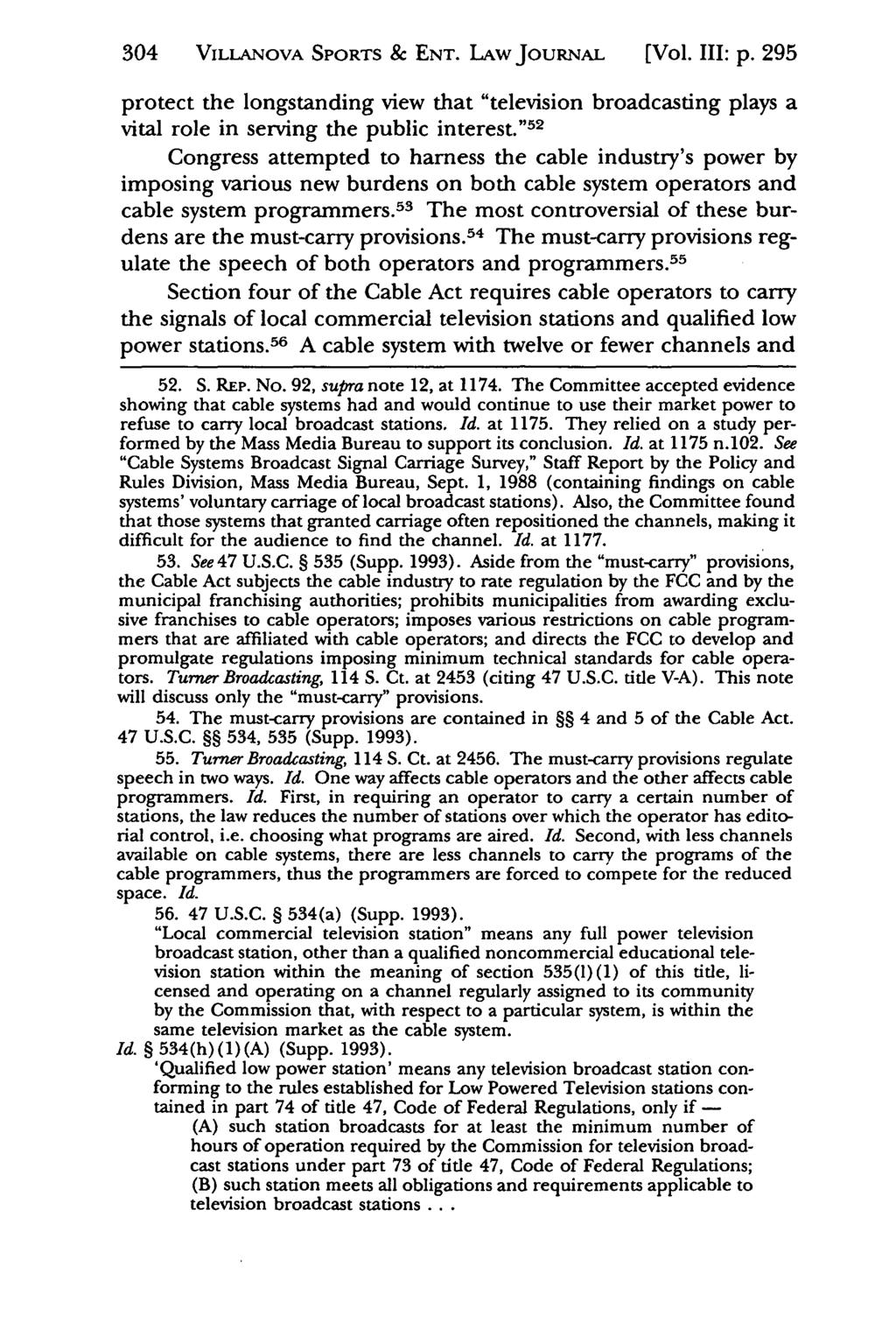 304 VILLANOVA Jeffrey S. Moorad SPORTS Sports & Law ENT. Journal, LAW Vol. 3, JouRNAL Iss. 1 [1996], Art. [Vol. 8 III: p.