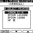 Print Setup This selection lets you set up and display printing options. To select or deselect an option from the Print Setup menu, use F2 or F3 to scroll to the option, then press F1.