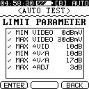 Limit Parameters The status of all Limit Test parameters are displayed (except the 24 HR Deviation limit parameter for 24 HR tests). The enabled limits for testing are also indicated by a checkmark.