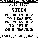 When the parameters for all selected tests have been verified or changed, press F2 (NEXT) to continue. The Auto Test screen for STEP 4 appears.