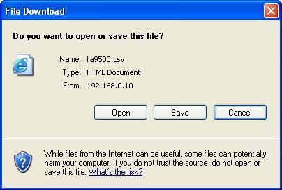 9-6-2. Backup Parameter The FA-9520 settings can be saved to a file, and the saved settings in a file can be loaded. Saving the FA-9520 Settings to a File Click Save under Backup Parameter.