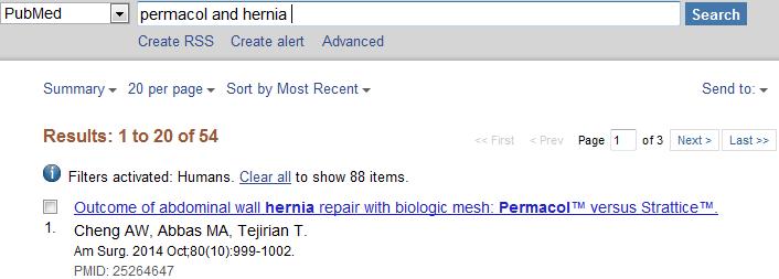3.2.3 PubMed http://www.pubmed.com Search eg permacol and hernia Select Citations>Send to>citation Manager>Create File Save in eg Desktop as citations.