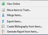 Right-click and click on create bibliography from items.