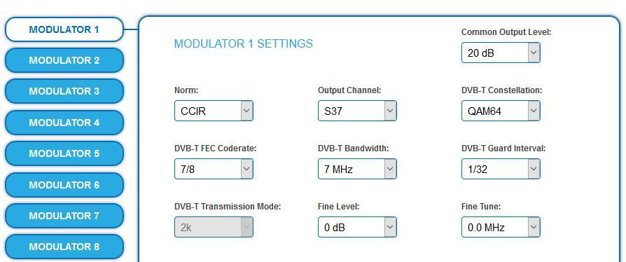 3.6. Initialization phase 3 DVB-T Note: Depending on the modulation standard the signals are modulated into DVB-C or DVB-T (see 3.7.2 on page 31). In phase 3, the modulators are configured.