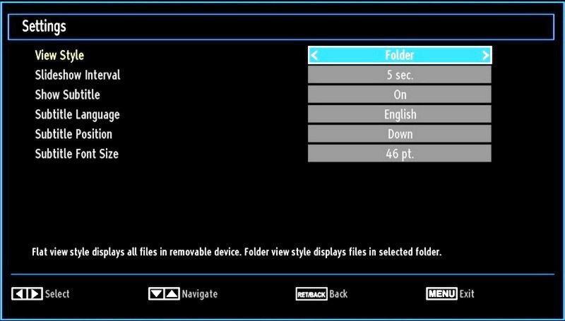 The following menu will be displayed while playing a video fi le: Press BLUE button to stop the video playback. Press OK button to pause the video playback. Press LEFT button to go backward.