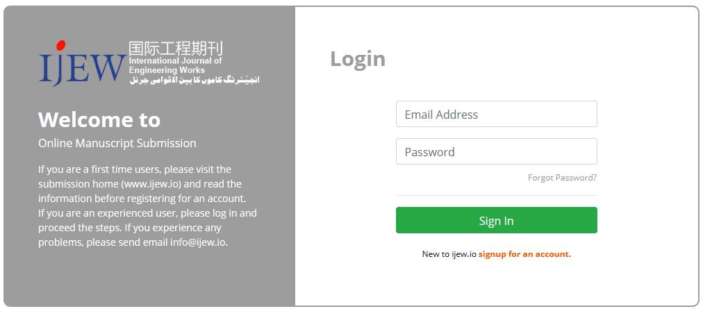2- Step: After registration, get login directly refer this site https://www.ijew.