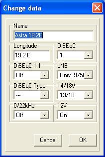 5.e Satellite functions When you click on a satellite only the channels and transponders of this satellite are shown.