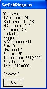 If you select an item in the satellite list, you will see all channels and all transponders that are assigned to this satellite.