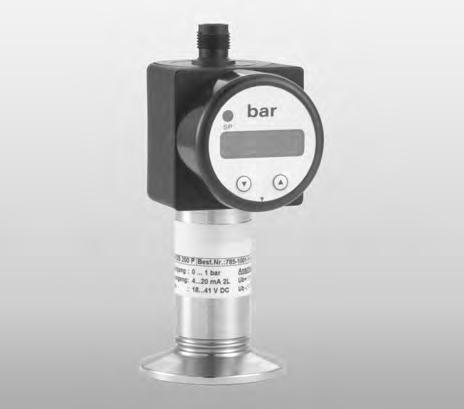 with Flush Process Connection piezoresistive pressure sensor up to independent contacts, configurable optional: analogue output Exprotection (for wire) cooling element up to 00 C nominal pressure
