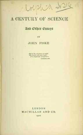 21 Fiske, John. A CENTURY OF SCIENCE. And Other Essays. First Edition; pp.