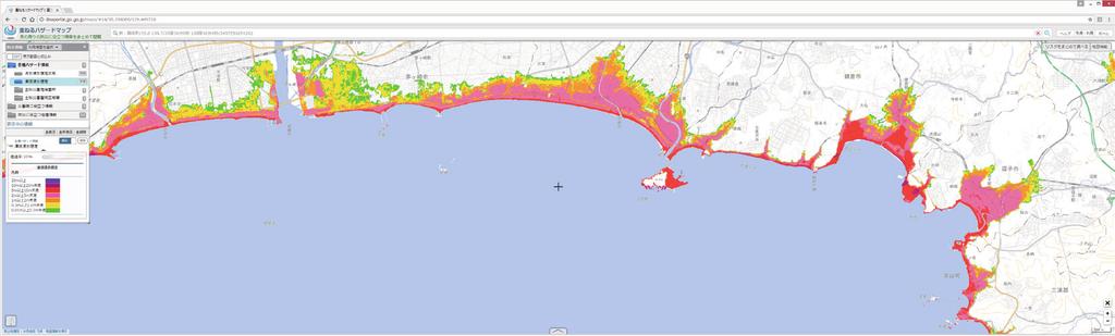 相模湾沿岸自治体における津波防災に関する研究 - ハザードマップ等情報発信の現状 - る 8 平成 28 年 (2016 年 )6 月にリニューアルされた際 津波浸水想定区域が新たに情報として追加掲載された 国土交通省ハザードマップポータルサイト は 重ねるハザードマップ 9 と わがまちハザードマップ 10 で構成されている 重ねるハザードマップ では 国土地理院