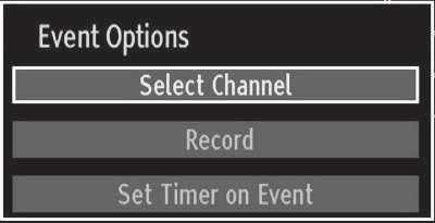 Blue button (Filter): Views ltering options. INFO (Details): Displays the programmes in detail. Numeric buttons (Jump): Jumps to the preferred channel directly via numeric buttons.
