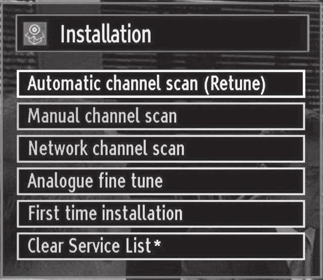 Installation HINT: Auto tuning feature will help you to retune the TV set in order to store new services or stations.