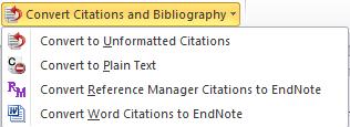 Here you can choose a bibliographic output style. If the style you want to apply is not displayed in the drop down menu, choose Select Another Style to import it from EndNote.