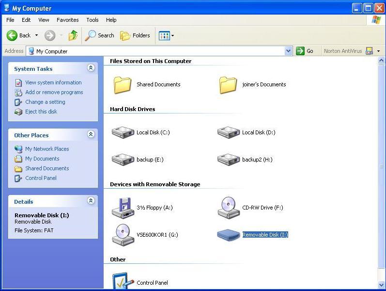 < Example; USB Memory Drive will usually be recognized as removable Disk in PC > Removable Disk 10.