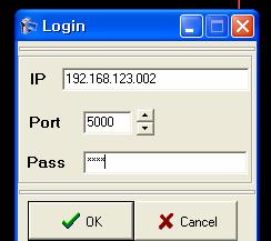 Please input IP Address, Port number and password in below dialog box.