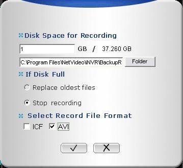Fig.4.12. Hard Disk Management Window 4.2.5. AVI file recording Users of XNET-NVR can select the format for video file recording between icf or AVI format.