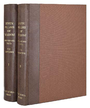 The 1922 and 1926 texts parallel 19. Lawrence (T.E.) Seven Pillars of Wisdom. A Triumph. 1922 and 1926 Texts [2 Vols.] Fordingbridge: Castle Hill Press, 2008, 36/50 COPIES, pp.