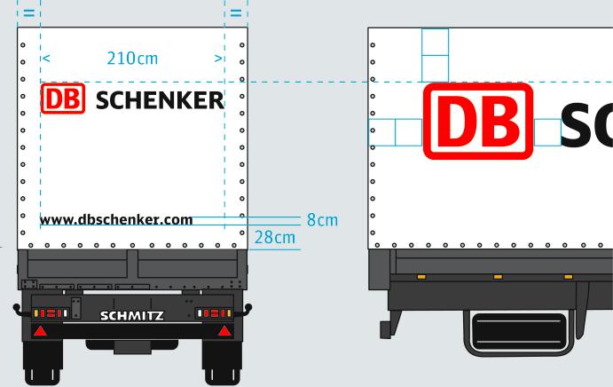 The distances to the pane borders are twice the distance of the DB brand to the