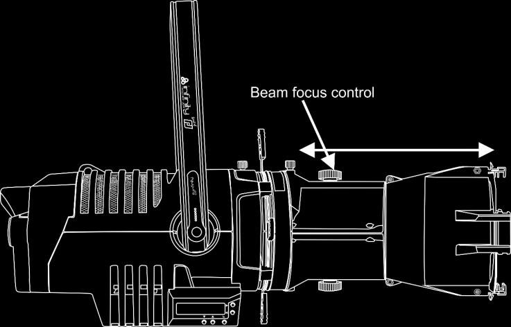 Using the fixed lens tube 01) Loosen the beam focus control at the top of the lens tube counterclockwise.