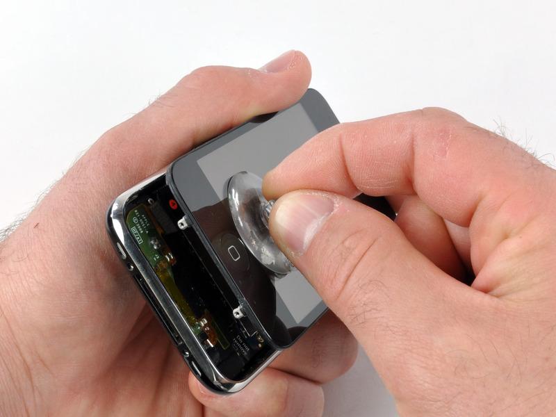 Be very careful when opening the iphone so that the cables under the display are not severed. There is a rubber gasket between the silver front bezel and black display assembly.