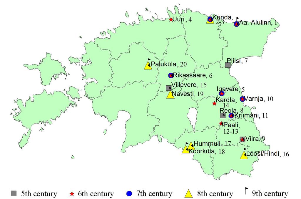 130 Fig. 1. Geographical distribution of Estonian Middle Iron Age wealth deposits.