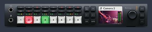 Professional control panel built in! Headphone Output Listen to cameras or mix program audio for monitoring. Audio Controls Audio o n/off, audio follow video, levels a nd metering.