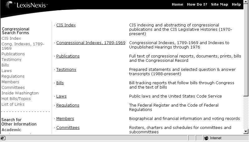 LexisNexis Academic offers an electronic version of the CIS index as well as historical and current congressional materials.