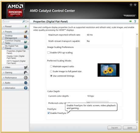 If the FreeSync function is enabled, the screen can flicker depending on the game option settings.
