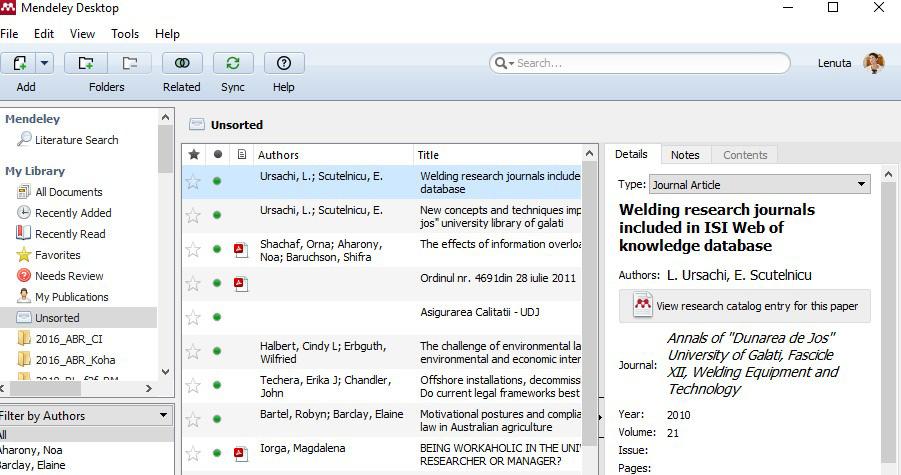 Figure 5. How to save Scopus indexed publications in Mendeley Library Figure 6. Reference management in Mendeley Desktop Web of Science For the case of a query (e.g. Author search) in Web of Science, the researcher should do the following: 1.