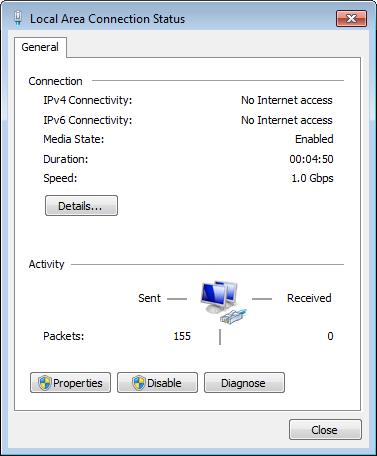 Verification Procedures 4. Configure the two ports as static IP addresses 192.168.1.100 and 192.168.1.200 on the MTS4000. a. Select the first Local Area Connection and then click Properties in the dialog screen.