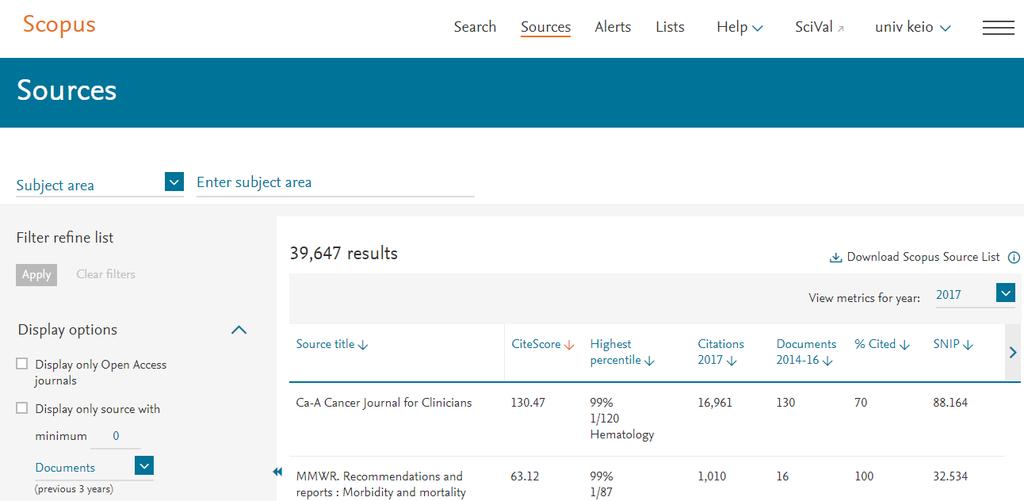 Scopus 32 Check journal metrics 2 Search for a source Check CiteScore, SJR, and SNIP of a journal: SJR