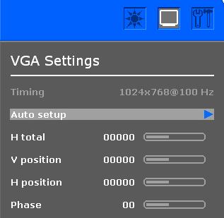 Video Settings Color Menu Color balance Description Provides several color adjustment modes, including preset color temperatures and a User color mode that allows individual adjustment of Red, Green,