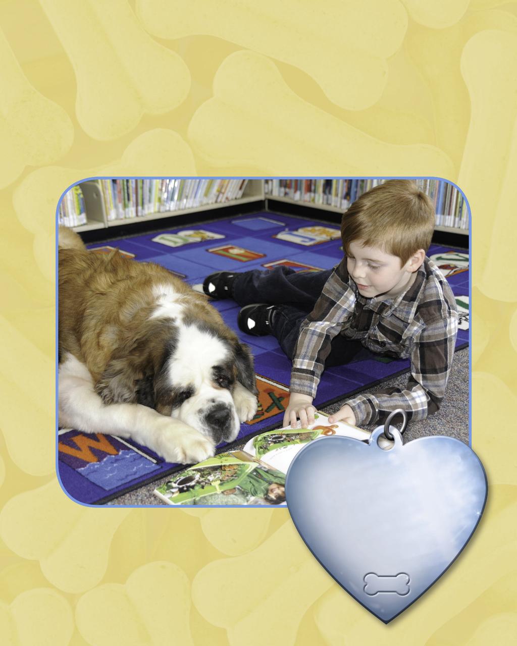 Katie is a therapy dog. She works at the library encouraging children to read books. She also helps those who have trouble reading.